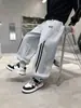Calça atlética dupla listrada da moda para meninos, tamanho médio a grande, estilo primavera e outono, calça jogger casual