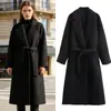Za Comercio Exterior Venta al por mayor transfronteriza Ropa de mujer estilo europeo y americano Invierno Nueva moda Abrigo largo con cinturón
