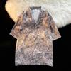 Camisa floral antiga vintage com gola cubana, masculina e feminina, estilo Hong Kong, design solto, camisa de manga curta para casal, praia