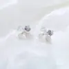 Pendientes de Flor de Perla Hielo Triturado Azul Versátiles de Aguja Plateada Primavera y Verano para Mujer, Diseño Exquisito, Joyería para Orejas Hermosa y de Temperamento Dulce