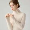 Suéter de cuello alto de encaje suave para mujer de comercio exterior transfronterizo, suéter de capa interior para otoño e invierno, camiseta básica de punto de color liso con cuello alto apilado