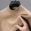 Nueva Camisa de Manga Larga para Hombre Otoño 2025, Camiseta Básica de Terciopelo Alemán de Doble Cara con Cuello Alto Medio, Top para Hombre, Dropshipping Disponible