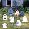 Tarjeta de Piso de Fantasma Blanco de Halloween Decoración de Patio Exterior Césped Fiesta Festiva Jardín Tarjeta de Piso de Halloween