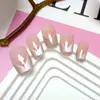 Adesivos para Unhas Cat Eye Rosa Nude Primeiro Amor 10 Peças Divididos por Tamanhos Unhas Usáveis Feitas à Mão Peças de Manicure Francesa Oblíqua Normcore