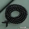 Bodhisattva Ajedrez Madera de Oudh Pulsera de Círculo Único de Madera Vieja para Hombre Pulsera de Cuentas de Oración Budista Agujero Pequeño Pulsera de Cuentas de Madera 108 Cuentas