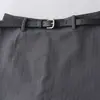 Cinturón Versátil de Verano, Falda Corta de Línea A Adelgazante y Anti-Exposición, Elegante Diseño Estilo Coreano, Falda de Traje Rayada para Mujer