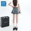 Saia Plissada Curta Jeans Azul Vintage Moda Feminina Primavera e Verão Versátil Novo Estilo Menina Popular Anti-reflexo Saia Evasê