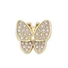 Novo Botão de Pressão Decorativo Metálico de Quatro Botões Borboleta Totalmente Cravejado de Diamantes para Roupas e Malas Pequeno Estilo Chanel Botão de Pressão para Jaqueta Jaqueta de Plumas Lote