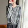 Cárdigan de punto cuello redondo primavera y otoño prenda exterior bloque de color manga larga mujer lana fina nuevo holgado rombos 2026
