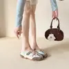 Aumenta a altura 4cm~Couro Genuíno Solado Macio Esportivos Ballet Mary Jane Sapatos Femininos 2026 Verão Novo Fecho Mágico Casuais Sapatos Únicos