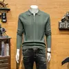 2026 Nuevo Otoño Estilo Británico Ajustado Cuello Solapa Ropa Interior Tejido de Punto Manga Larga Para Hombre Lugar de Trabajo Suéter Sencillo