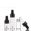 Frasco Conta-gotas Portátil de Borracha Preta 16mm Frasco de Vidro Transparente Frasco para Óleo Essencial Frasco Dispensador de Líquido Essencial Venda por Atacado