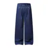 Pantalones casuales estilo americano para hombre, marca de moda high-street, corte limpio (cleanfit), color liso, plisados, con remaches decorativos, pierna ancha, corte recto, pantalón largo