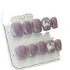 [Armadura usada a mano] Manicura morada Taro, armadura usada a mano pura, uñas postizas blancas tipo ojo de gato removibles