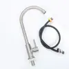 Grifo para fregadero de cocina sin plomo Acero inoxidable 304 Grifo para lavabo de verduras Grifo giratorio de 360 grados Caliente y frío Curva grande