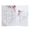 Fuente Transfronteriza Europea Boda Hueca Festival Tarjeta de Felicitación Flor de Pavo Real Invitación Tarjeta de Invitación Blanco Perla Tarjeta Láser
