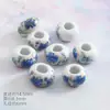 Contas Cerâmicas Azuis e Brancas com Furo Grande Acessórios para Joias Jingdezhen Materiais Artesanais para DIY Apliques Contas Soltas Contas de Fio Mercadorias Transfronteiriças