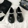 Sapatos retrô de couro British Pearl para mulheres 2021 novo verão sola grossa jk japonês com saia salto grosso sapatos baixos