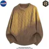 Marca Nasa Outono e Inverno Novo Estilo Preguiçoso Estudante Forrado com Lã Engrossado Quente Malha Base Pulôver Solto Malha