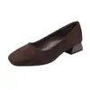 Sapatos Femininos Quadrados de Salto Baixo para o Trabalho, Novos Sapatos Femininos Primavera e Outono 2026, Boca Rasa com Fivela Quadrada de Strass, Sapatos Confortáveis de Salto Grosso