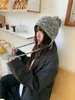 Gorro de Lana Tejido Retro de Color Mixto, Cálido en Invierno, Favorecedor, Gorro de Punto para Circunferencia de Cabeza Pequeña y Grande, Gorro con Pompón para Protección de Orejas