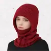 Gorro de Punto Acolchado de Terciopelo de Invierno y Bufanda para el Cuello Todo en Uno Protector de Orejas Caliente Gorro de Lana para Mujer a Prueba de Frío Ciclismo Gorro Caliente