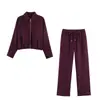 Pantalones elásticos de pierna ancha para mujer transfronterizos europeos y americanos, chaqueta holgada con cremallera, nuevo al por mayor para verano y otoño