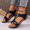 Sandálias Modelo Novo 2026 em Estoque para Comércio Transfronteiriço, Tamanho Grande, Salto Anabela de Solado Grosso, Sapatos Femininos com Tiras de Velcro e Design de Bico Aberto