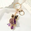 Chaveiro de carro de coruja europeu e americano criativo cravejado de diamantes, pingente de bolsa fofo, acessórios de chaveiro de metal atacado