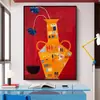 Pintura decorativa de personaje simple y acogedora con temática de dopamina para sala de estar, pasillo, comedor, dormitorio; colgante de pared de arte de nicho