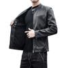 Fabricantes de abrigos para hombre, venta al por mayor, chaqueta de piel transfronteriza, versión europea, chaqueta de cuero con cuello alto para otoño e invierno, forrada con vellón, de cuero PU para hombre.