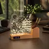 Luz Nocturna Creativa de Acrílico, Edificio Emblemático de Turismo Cultural de la Ciudad, Reloj Portaplumas Souvenir de Alta Gama