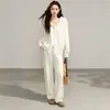 Conjunto de Cardigã Suéter com Capuz e Zíper para Mulheres, Venda Quente Transfronteiriça, Novo Estilo Outono e Inverno, Conjunto de Duas Peças com Calça Wide Leg de Tricô Solto