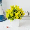 Venta caliente transfronteriza planta de simulación planta falsa planta verde decoración interior y exterior plástico bonsái 19 mallas hierba rosa pequeña planta en maceta