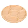 Bandeja Redonda de Bambú de Cinco Compartimentos Estilo Japonés, Bandeja de Bambú para Uso Doméstico, Bandeja para Snacks, Bandeja para Té de Frutas Secas, Plato Redondo para Cena, Plato para Frutas, Venta al por Mayor