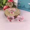 Paisagem miniatura cartoon animal rosa fofo que brilha no escuro decoração hexagonal para aquário chaveiro de carro pequeno ornamento