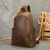 Mochila Multifuncional para Hombre de Cuero Genuino Transfronteriza, Bolso de Hombro de Gran Capacidad, Pechera para Hombre