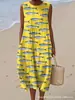 Nuevo Estilo Europeo y Americano Primavera y Verano Sin Mangas Casual Estampado Elegante Vestido Largo Ajustado Fresco Vestido Casual
