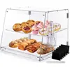 Vitrina de Acrílico para Pan Transfronteriza de Doble Capa Ensamblada con Bandeja, Exhibidor Transparente para Postres y Alimentos