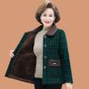 Ropa de invierno para mamá de mediana edad, abrigo de terciopelo de visón grueso con forro polar, top corto de lana a cuadros para mujeres pequeñas de mediana edad y mayores