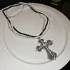 Collar Colgante de Cruz de Diamante Retro Europeo y Americano Cadena de Clavícula Versátil de Moda Elegante Collar de Nicho de Gama Alta para Mujeres