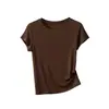 Verano Nuevo Lyocell Lana Manga Corta Estilo Japonés Simple Color Sólido Cuello Redondo Coreano Casual Transfronterizo Wholesale Ropa de Mujer