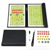 Placa Tática de Futebol de Couro Dobrável Placa de Treinador Magnética Placa de Comando Portátil para Treinamento de Futebol com Peças e Caneta Marcadora