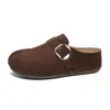 Zapatos tipo Birkenstock para mujer con suela gruesa, punta falsa separada, colección otoño 2026, diseñados para mujeres menudas, slip-on, punta cerrada, estilo media pantufla, aptos para usar en exteriores