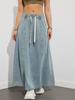 Comércio Exterior Transfronteiriço Amazon Fábrica de Origem Europeia e Americana Atacado Designer Cintura Elástica Cordão Saia Evasê Saia Jeans para Mulheres
