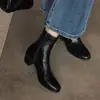 Nuevas botas ajustadas de otoño e invierno para comercio transfronterizo, botas elásticas negras de tacón grueso y punta cuadrada, botas de moda de punta redonda y tacón medio para commuting para mujer