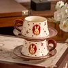 Estilo Conejo Hepburn Bosque Retro Vajilla de Cerámica para el Hogar Taza Plato Color Bajo Esmalte Juego de Platos Tazón Regalo de Inauguración