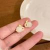 S925 Agulha de Prata 2023 Ano Novo Doce Jade Coelho Brincos Bonitos Coelho Brincos Requintados Pequenos Brincos de Personalidade para Mulheres