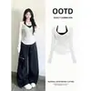 Top de tirantes transparente gris para mujer, conjunto de dos piezas para principios de otoño, atuendo estilo coreano, conjunto completo