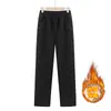 Calça casual de veludo cotelê de perna reta da mamãe, adequada para mulheres de meia-idade e idosas, com forro de fleece para aquecimento extra na primavera, outono e inverno, design de cintura alta